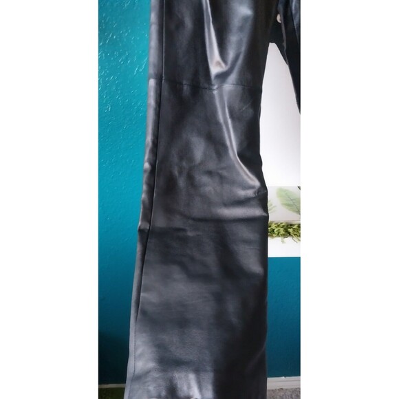 Vintage Vakko Sport Women's Size 4 Black Leather Straight Leg Pants - Picture 2 of 6